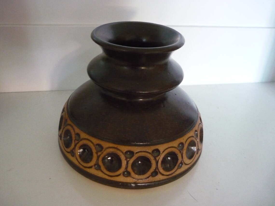 Mid century Jersey Pottery vase / pot brown vintage Etsy
