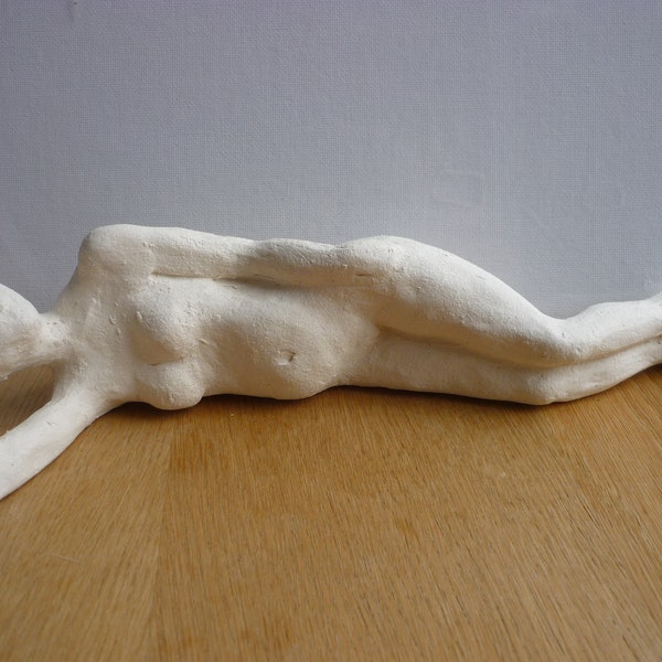 Five months, reclining form, ceramic, sculpture, white interior, modernist