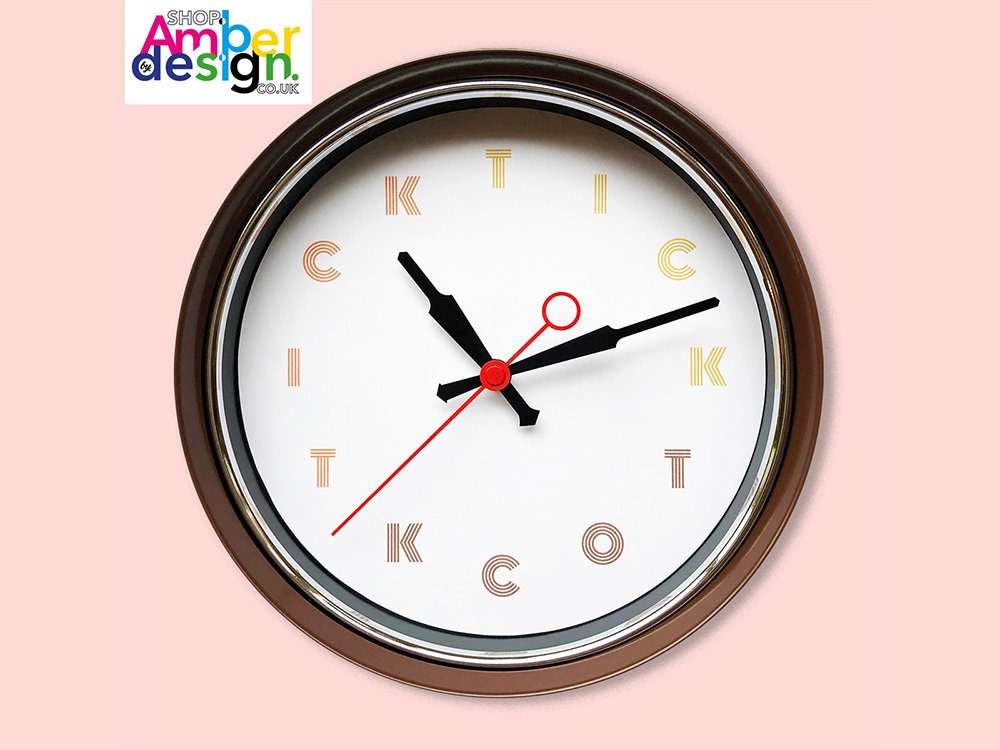 Retro Clock Tick Tock Tick Brown Clock Quote Clock Etsy UK