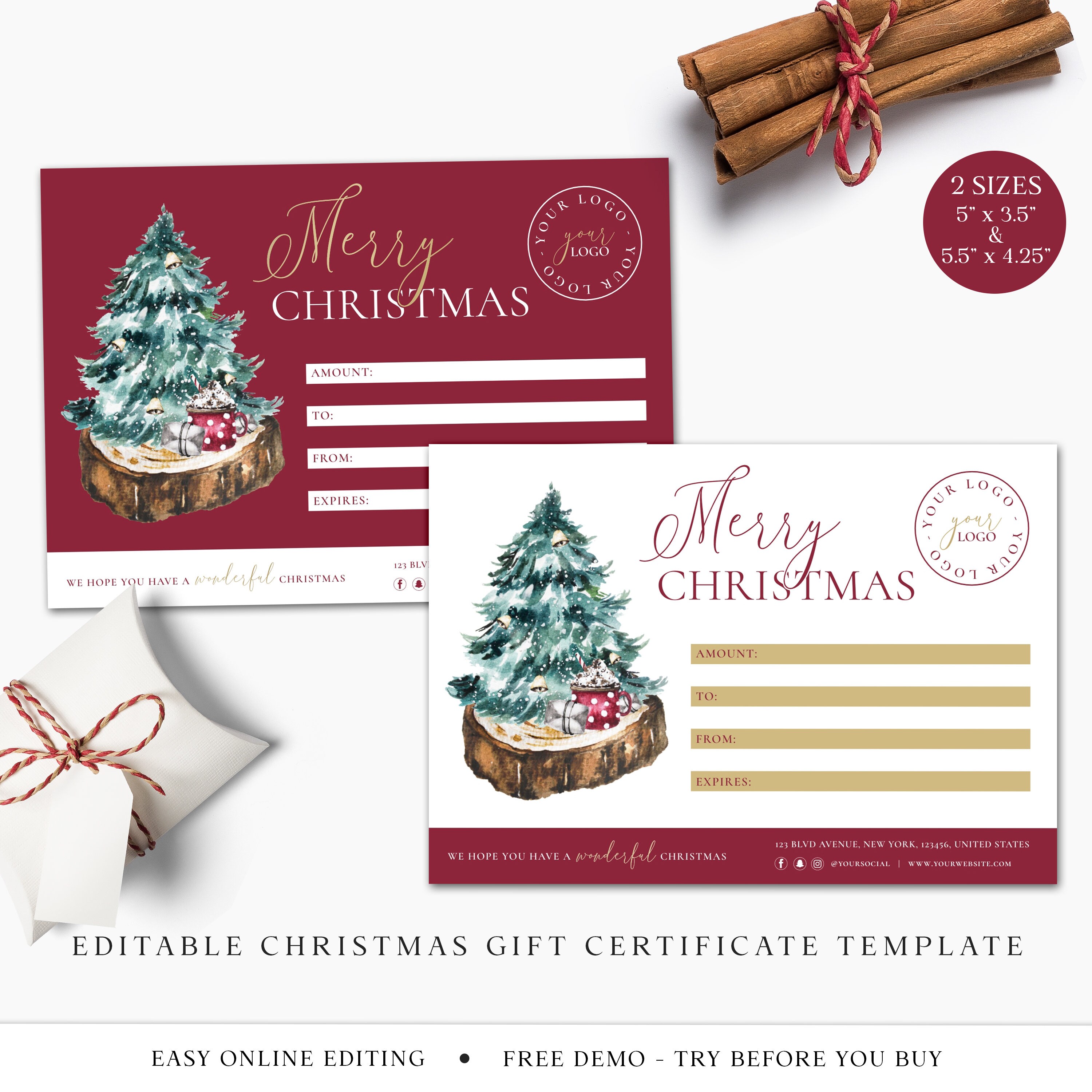 Christmas Gift Certificate Editable Template Instant Download - Etsy  Österreich