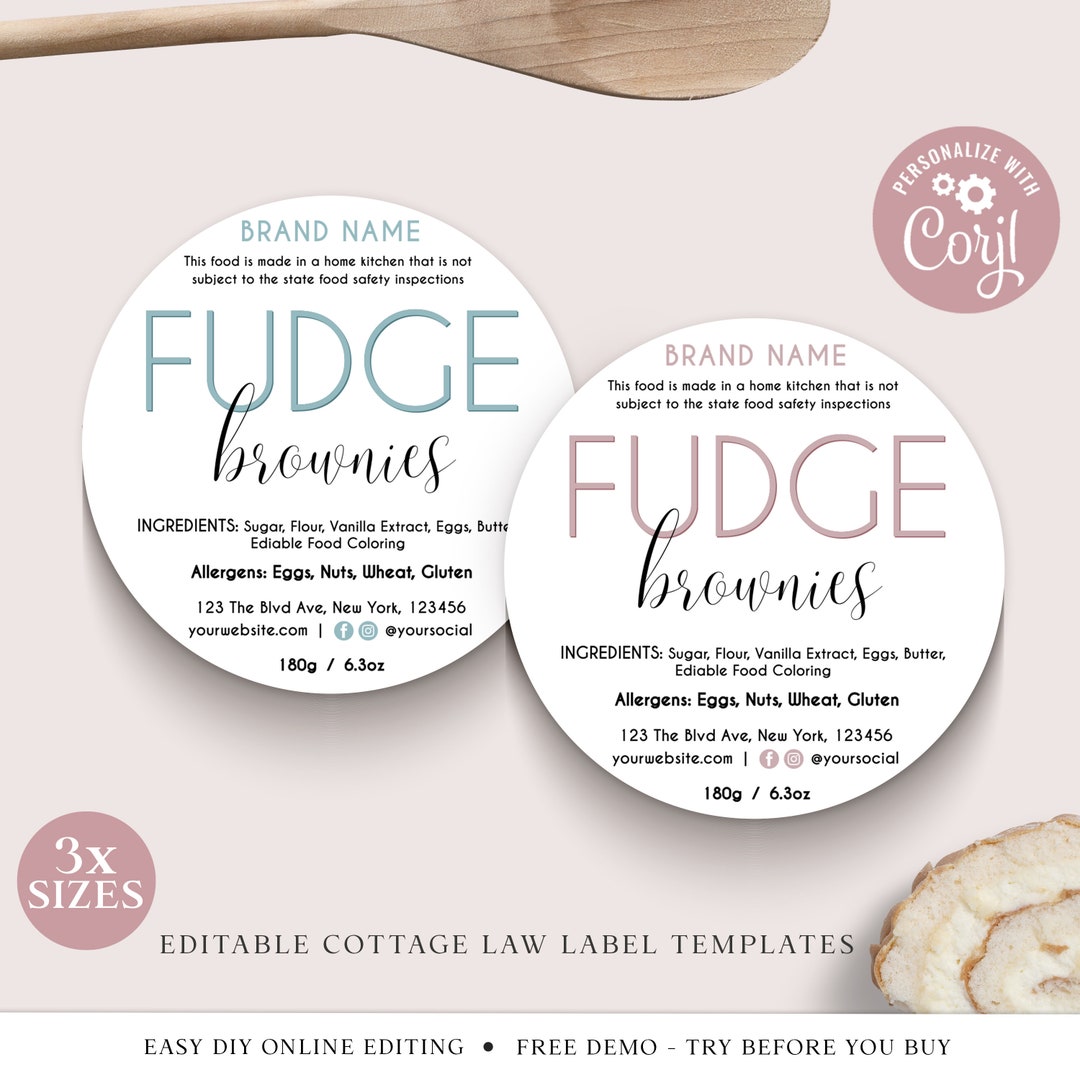Cottage Law Label Template (3 Sizes) Bakery Food License Editable ...