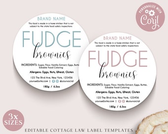 Cottage Law Label Template (3 Sizes) Bakery Food License Editable Circular Sticker, Minimal Printable Thank You Cottage Industry MM-001