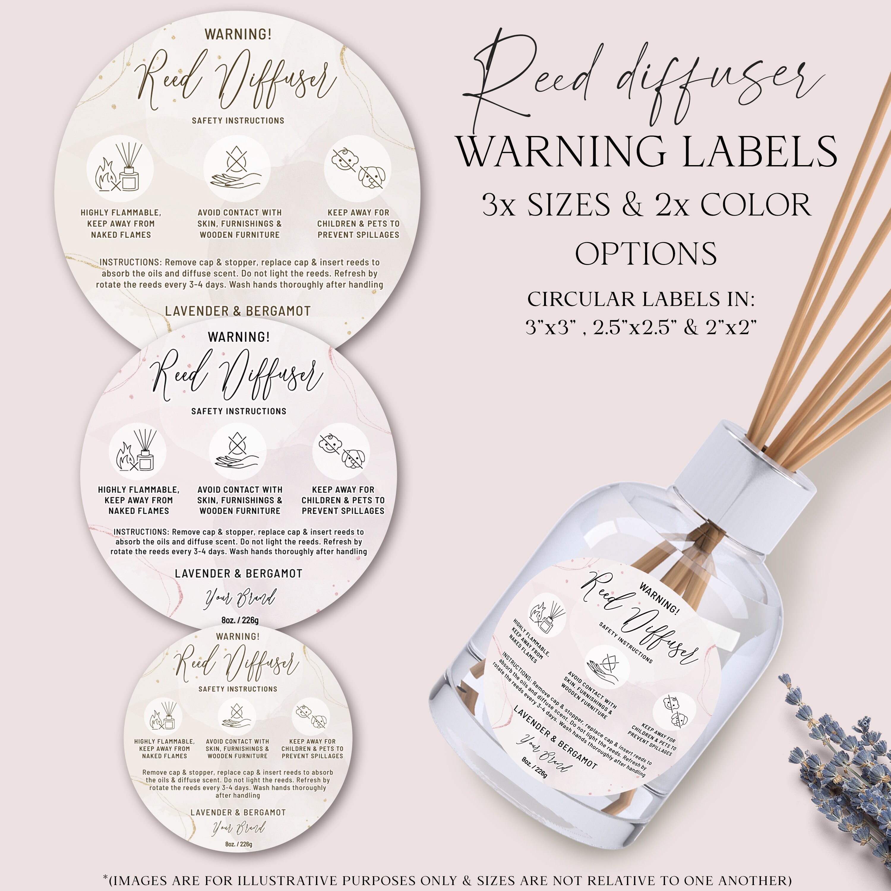 Editable Reed Diffuser Warning Label Template 3 SIZES DIY Etsy Australia