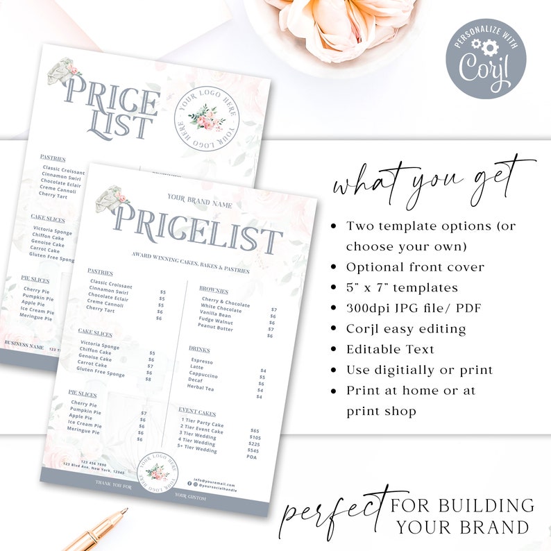 Bakery Price List Template 5 X 7 Editable Pricing - Etsy
