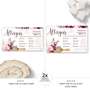 Bakery Allergen Card Editable Template, DIY Edit Cake Maker Allergy ...