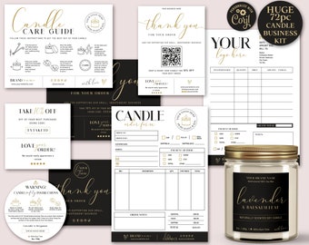 Candle Business Bundle, Editable Candle Template Kit, Candle Labels, Candle Order Form, Candle Business Set, Printable Thank You Card BG-001