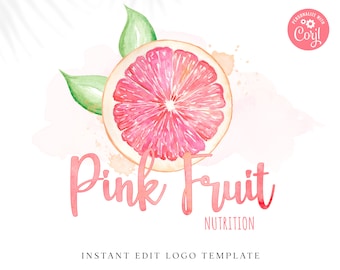 Editable Summer Fruit Logo Template, DIY Edit Watercolor Splash Logo, Instant Business logo, Ready Made Colorful Fun Logo - PR0218