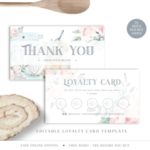 Bakery Loyalty Card Editable Template, DIY Edit Bakery Punch Card, Premade Cake Maker Rewards Card, Customizable Customer Reward JB-001