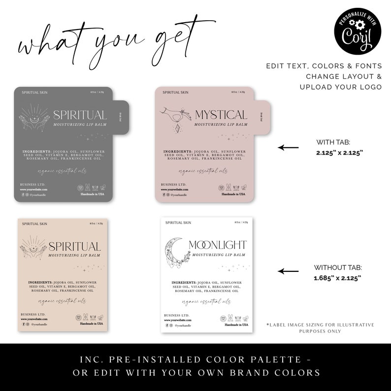 Editable Lip Balm Label Template 2 Sizes Personalised Etsy Canada