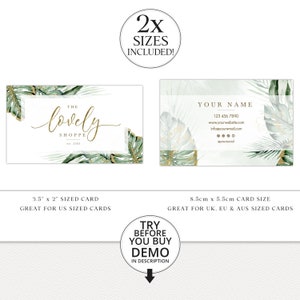 Editable Branding Bundle, 8pc DIY Edit Logo Business Card Template, Premade Social Boho Green & Gold Foliage Design, Brand Kit LS-001 image 6