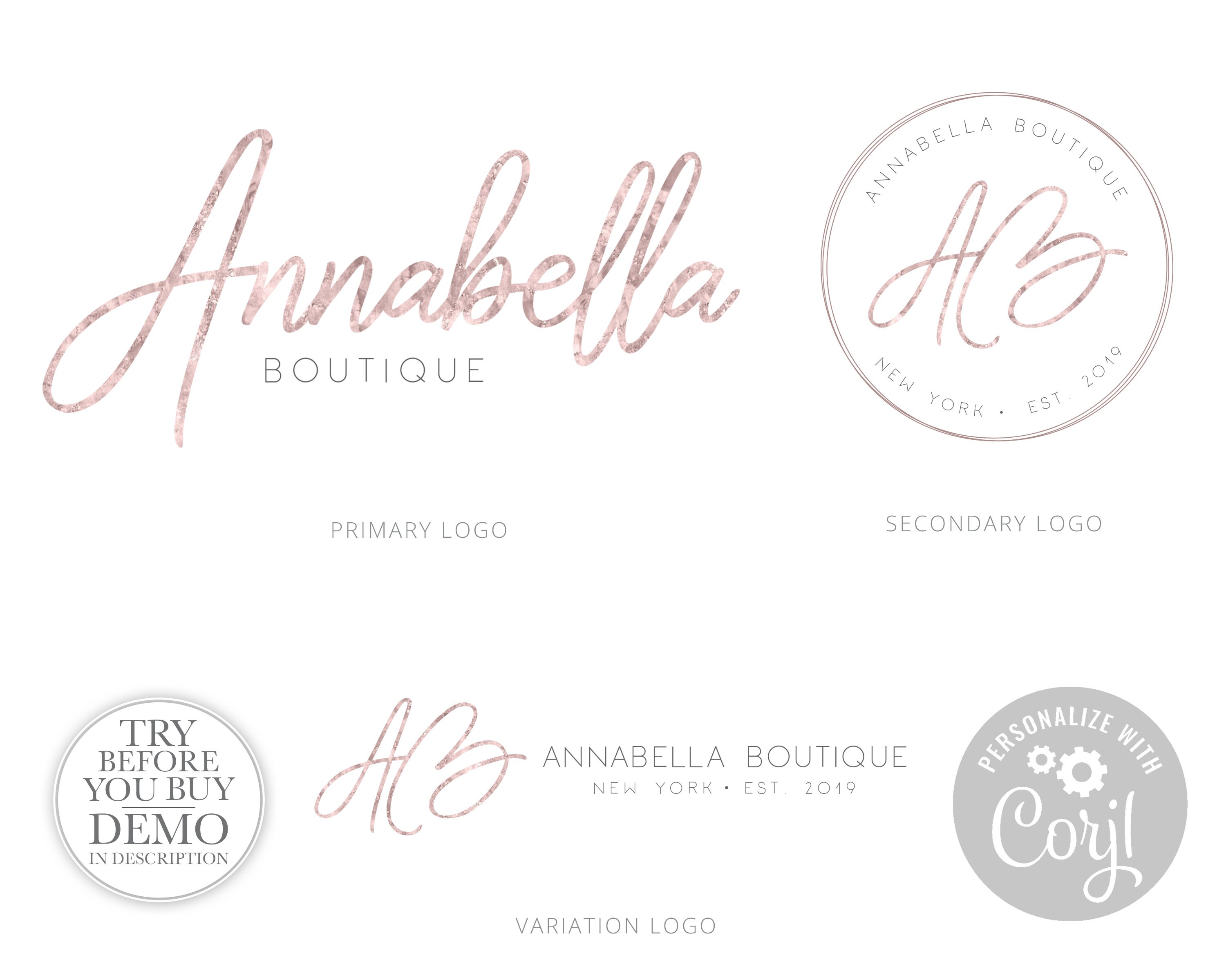 Logo Suite INSTANT EDIT DOWNLOAD Minimal Signature Edit Etsy