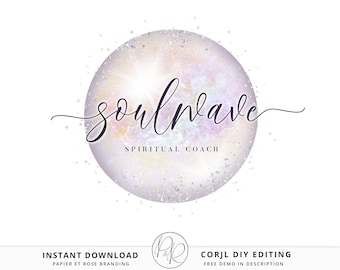 Editable Watercolor Logo Abstract Circular Pearl Ethereal Design Instant Download | DIY Logo Template |  Premade Logo - PR0448