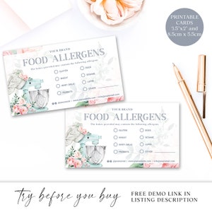 Bakery Allergen Card Editable Template, DIY Edit Cake Maker Allergy ...