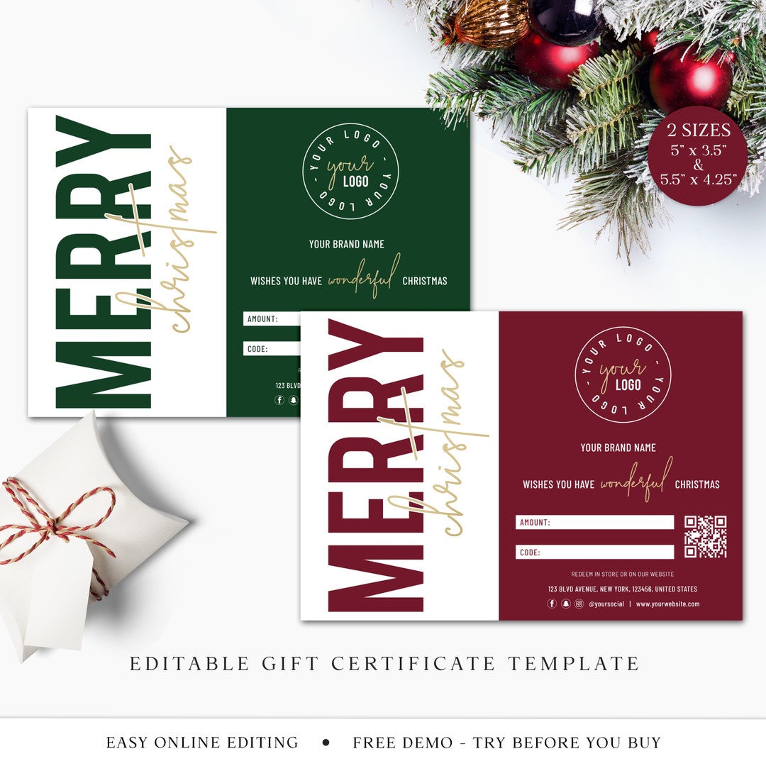 Plantilla editable de certificado de regalo empresarial, vale de regalo ...