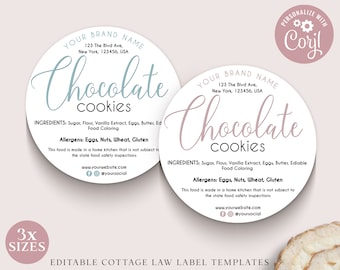 Cottage Law Label Template (3 Sizes) Bakery Food License Editable Circular Sticker, Minimal Printable Thank You Cottage Industry MM-001