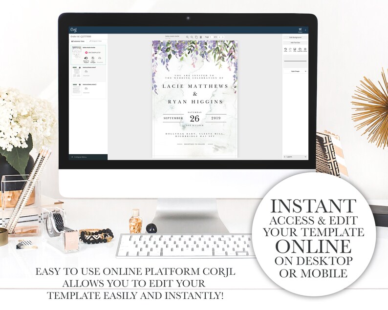 Printable Event Invitations Instant Download MINI SUITE Boho Florals /& Greenery Wedding Stationery Editable Template Bundle