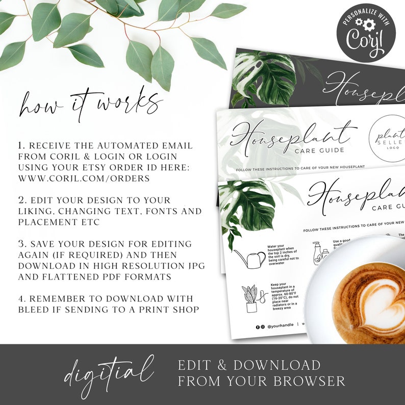 Editable Houseplant Care Card Printable Plant Care Template Etsy UK