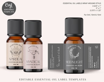 Essential Oil Label Template (3 Sizes) DIY Edit Oil Bottle Sticker, Printable Essential Oil Business Label, Unique Oil Label JB-001