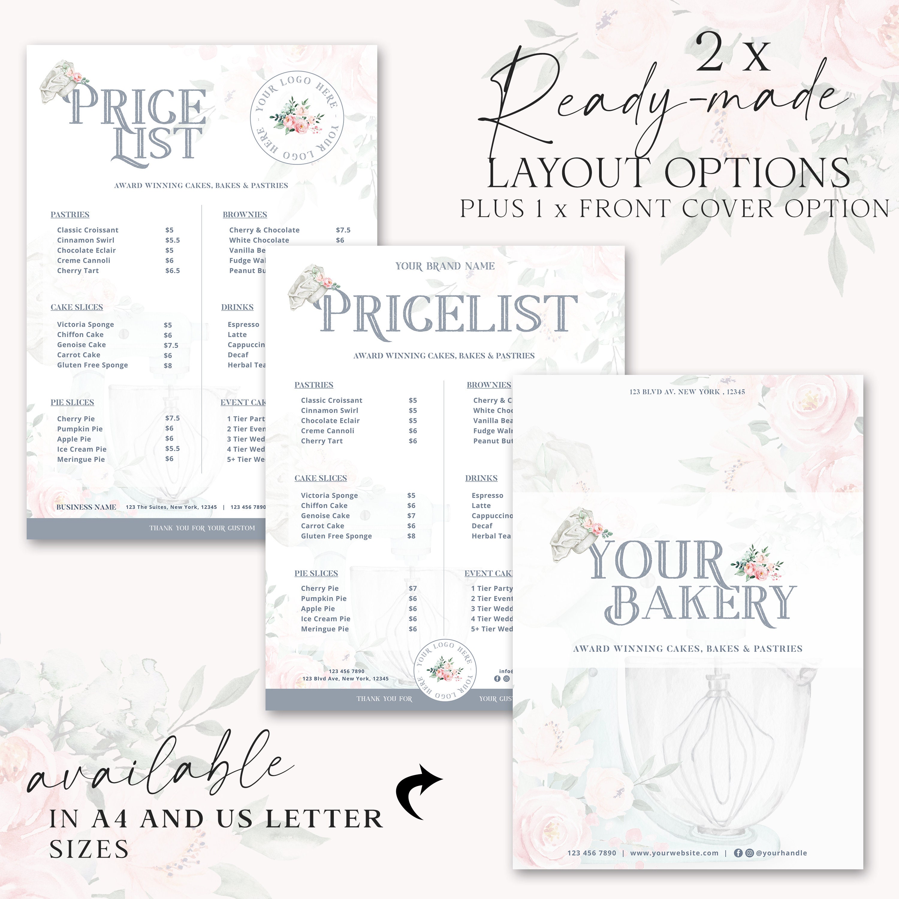 Bakery Price List Template A4 & US Letter Editable Pricing Etsy Canada