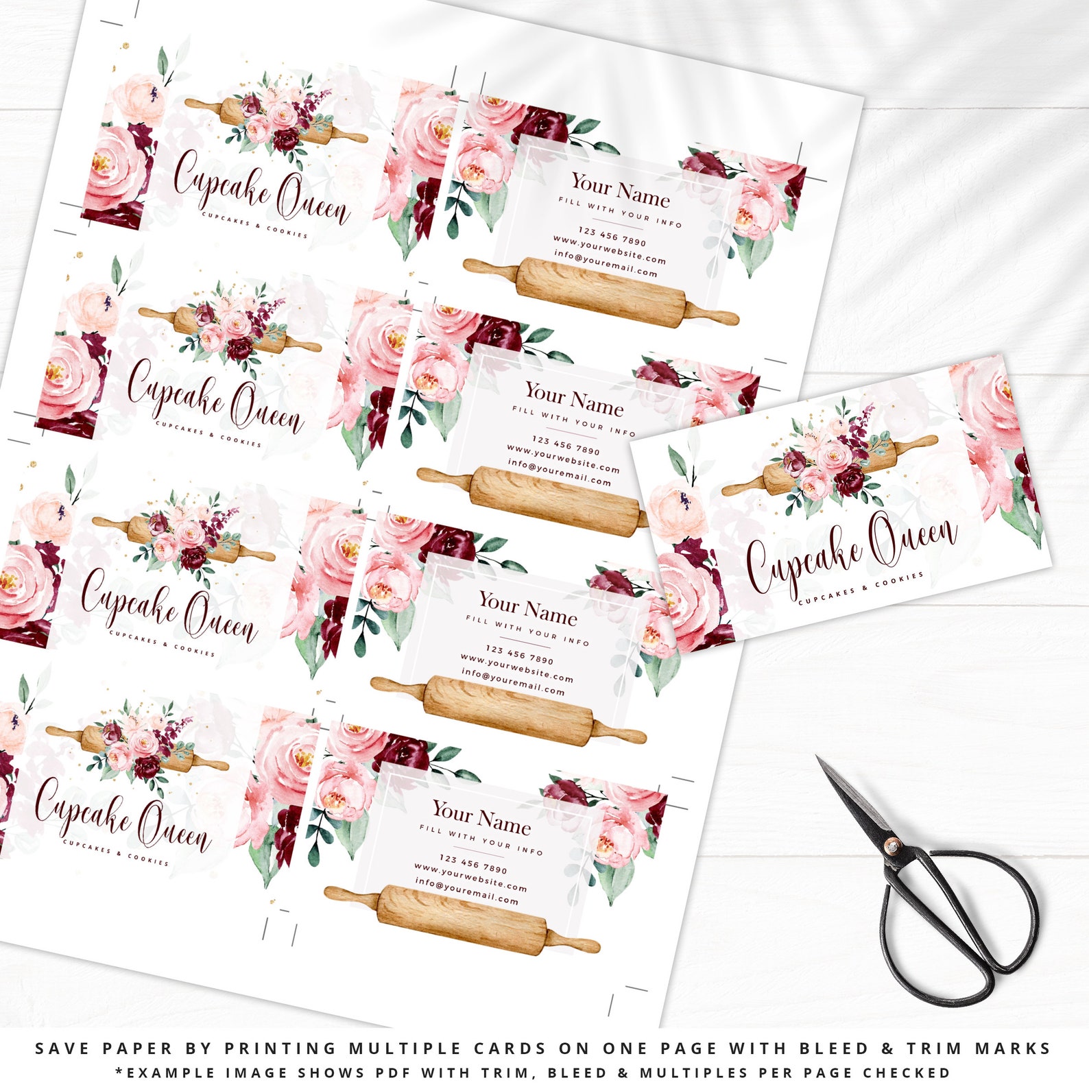 Bakery Business Card Editable Template DIY Edit Baker Etsy