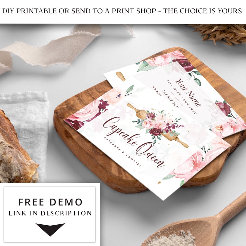 Bakery Business Card Editable Template DIY Edit Baker Etsy