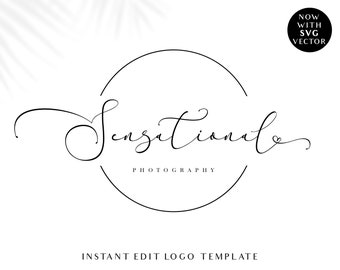 Editable Simple Modern Typography Signature Logo Template | Instant Stamp Watermark Elegant Logo Download DIY Logo Premade Template - PR0428