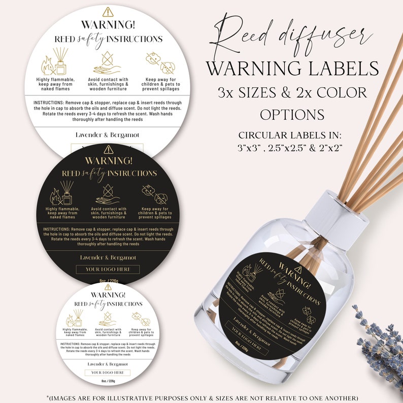 Reed Diffuser Warning Label Template 3 Sizes Editable Etsy UK