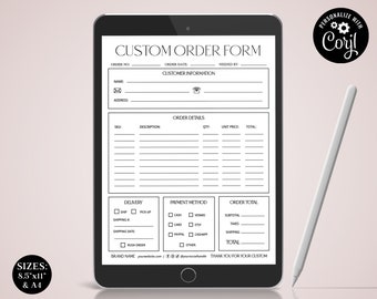 Order Form Editable Template, Crafters Order Form, Etsy Shop Craft Business Order Log, Small Business Order Forms, Instant Download SI-001