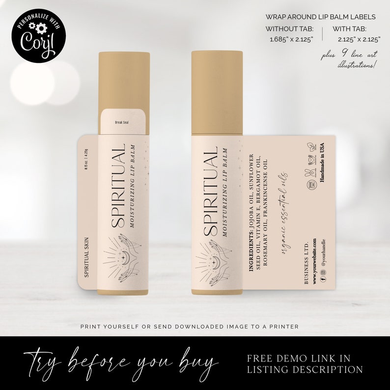 Editable Lip Balm Label Template 2 Sizes Personalised Etsy Canada