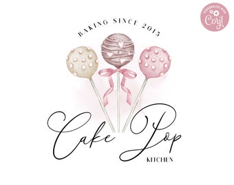 Cake Pop Logo Editable Template, DIY Edit Instant Bakery Business Logo, Watermark Cake Maker Logo, Premade Farm Kitchen Logo Design CK-001