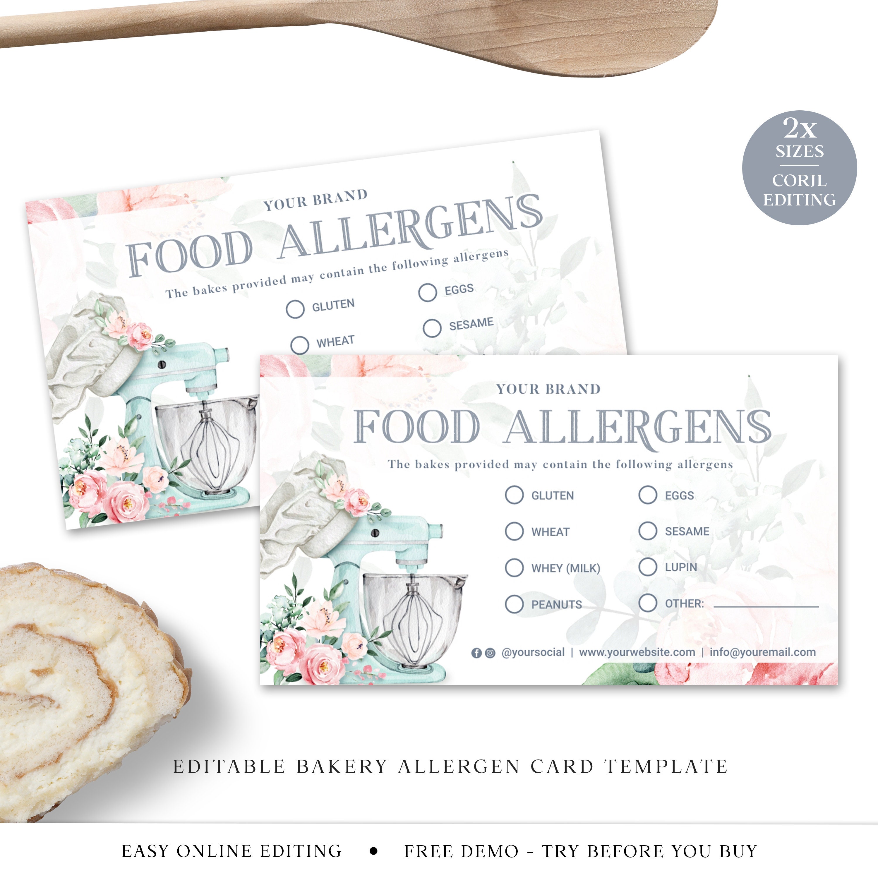 Bakery Allergen Card Editable Template DIY Edit Cake Maker - Etsy Canada