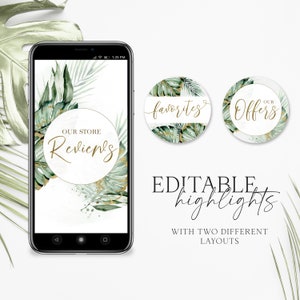 Editable Branding Bundle, 8pc DIY Edit Logo Business Card Template, Premade Social Boho Green & Gold Foliage Design, Brand Kit LS-001 image 8