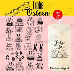 Happy Easter pictures creative sheet PDF DinA4 for pillar candles, candle tattoo foil, rub on, blocks, Raysin, ceramic, print yourself