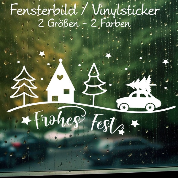 Frohes Fest Weihnachtsfensterbild Fensteraufkleber Weihnachten Weihnachtsdeko Fensterbild Aufkleber Sticker Deko für Glas , Spiegel, Fenster