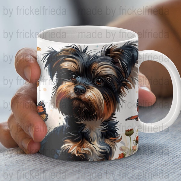 Terrier Diy dog mug, dog portrait file for mugs png sublimation template, digital download 11oz /15oz mug, sublimate pet, dog owner gift