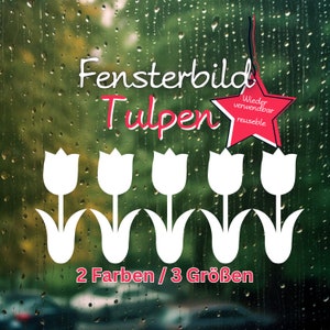 8 Tulpen wiederverwendbares Fensterbild o. Kleber Blumen Frühling Frühlingsdeko Fensterfolie Deko Frühlingsblumen Stickerset 3 Gr./ 2 Farben