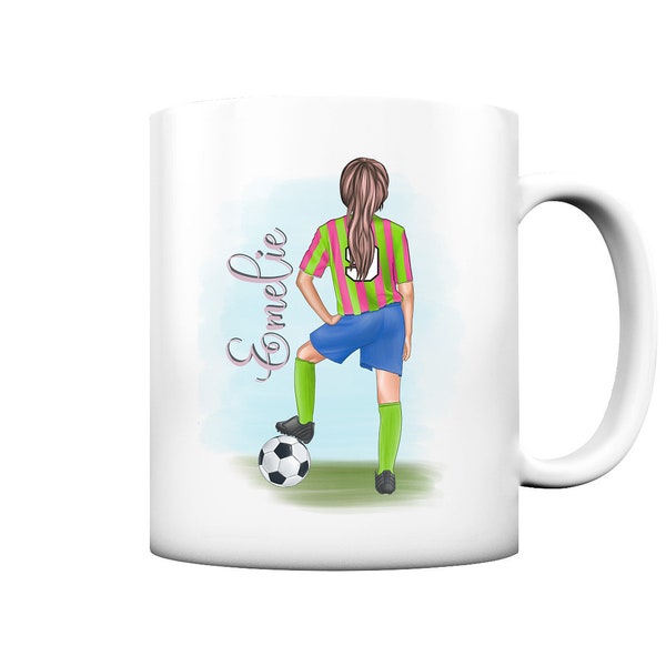 Fußballer Geschenk personalisiert mit Namen gestalten für Mädchen und Jungen die Fußball kicken oder im Verein spielen Tasse mit Namen