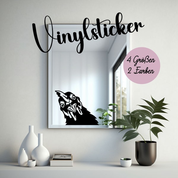 Lustiger Aufkleber Sticker Vinyl Huhn Chicken Hühnerstall Deko Glasaufkleber für Haushalt, Hobby, Privat und Beruf 4 Größen Huhnaufkleber