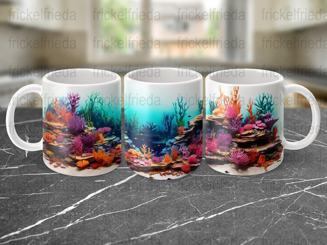 Coral Reef Shells Sea Mugs Sublimation Design 0.3 L Mugs 11oz Png File