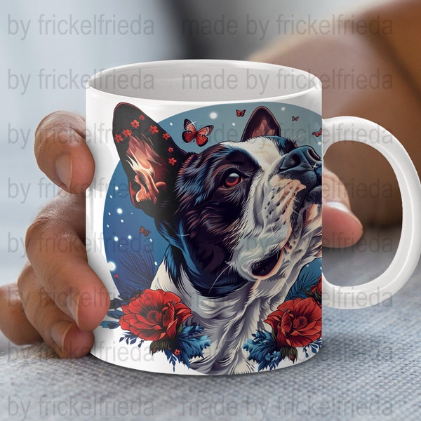 Bulldog Bulli Diy dog mug, dog portrait file for mugs png sublimation template, digital download 11oz /15oz mug wrap , pet lover gift idea