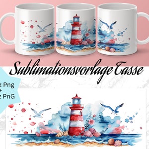 Maritime Mug Lighthouse PNG File Sublimation Mug sublimation Sublimation template 11oz /15 oz Sea and Beach Sublimation File Download