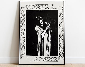 Ella Fitzgerald / Linocut print / Handmade