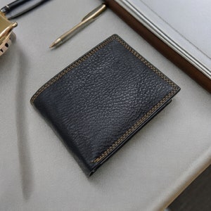 Slim Leather Wallet | RFID Wallet | Bifold Black Wallet | Top Grain Genuine Leather Purse for Men | Card Holder | Coin Pouch | Money Bag |