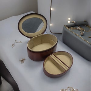 Scatola portagioie in pelle | Portagioie / Scatola portaoggetti per braccialetti, gemelli e orecchini con cerniera / Contenitore portagioie portatile per organizzatore da viaggio