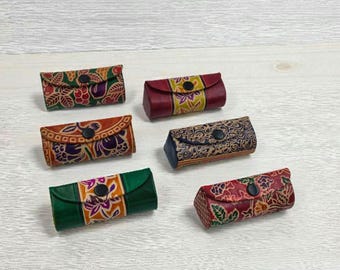 Estuche de piel Santiniketan para pintalabios con espejo / Fundas para pintalabios - Surtido