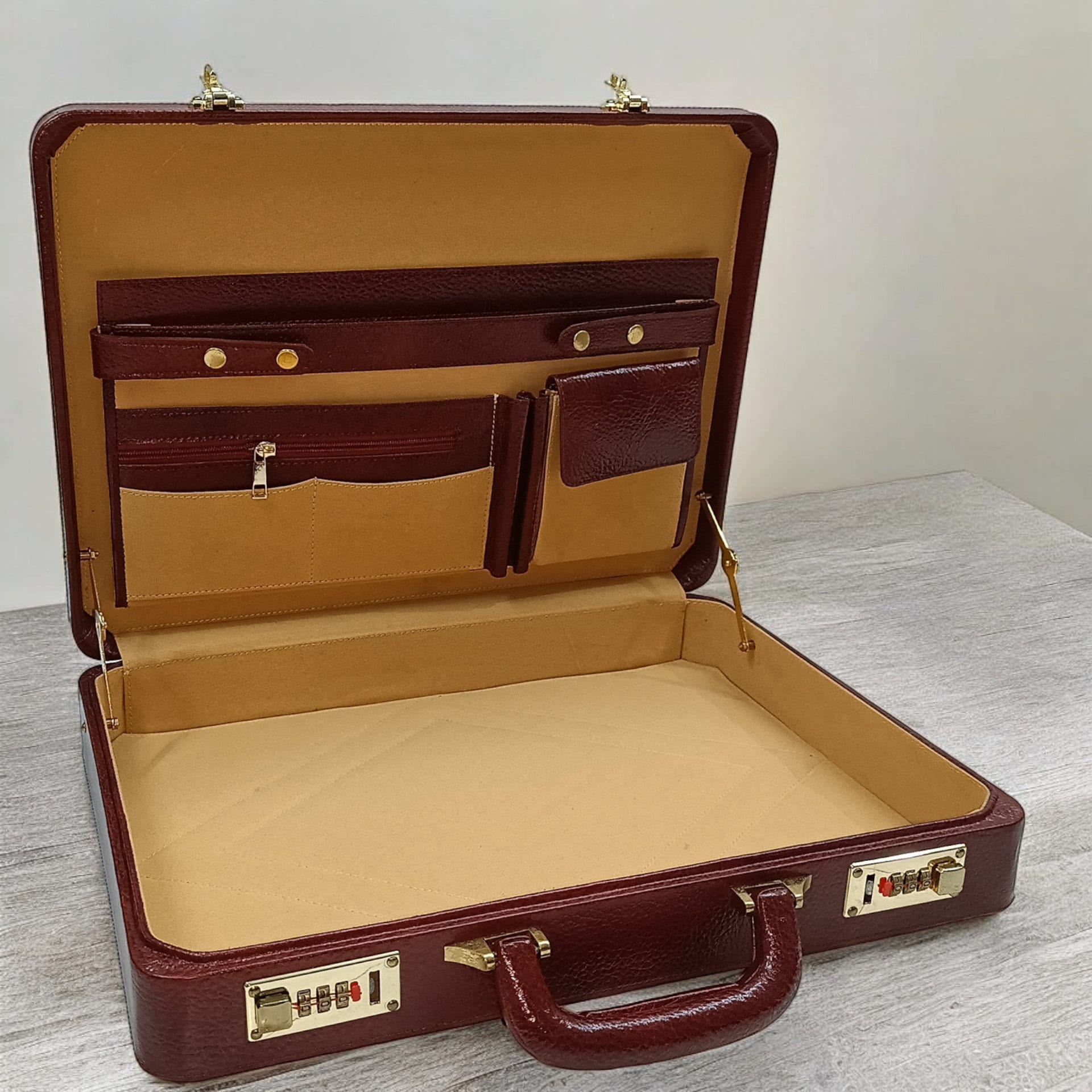 Brown Leather Attache Briefcase: Custom Engraved Laptop Case With ...
