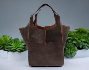 Extra Large Leather Tote Bag | Leather Shoulder Bag | Oversized Shopping Bag | Grocery Bag | Daily Purse for Women Weekender Gym Laptop Bag