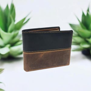 Cartera de cuero de primera calidad / Cartera RFID / Cartera de dos tonos / Monedero de cuero genuino de grano superior para hombres / Tarjetero / Monedero / Monedero