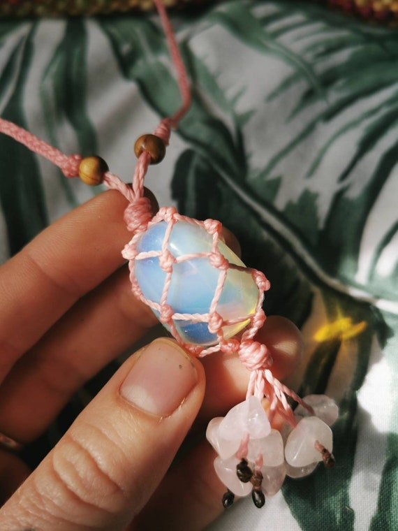 Macrame crystal car charm discount
