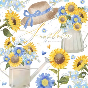 Aquarelle Tournesol Jardin Fleur Clip Art Fleurs Dessinées à la main